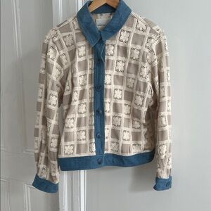 English Factory Blue and Cream Checkered Jacket